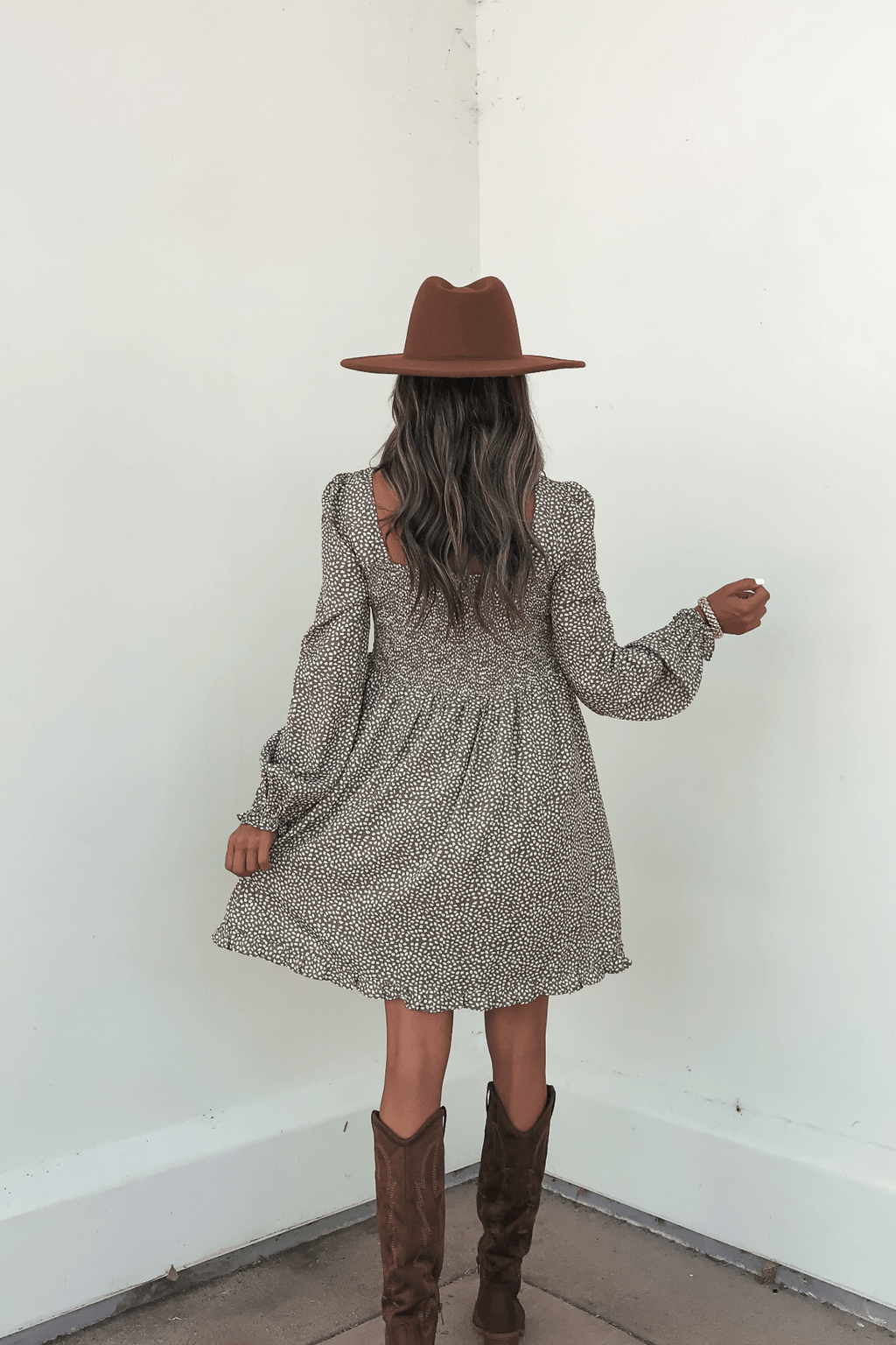 Olive Floral Print Ruched Mini Dress - FINAL SALE