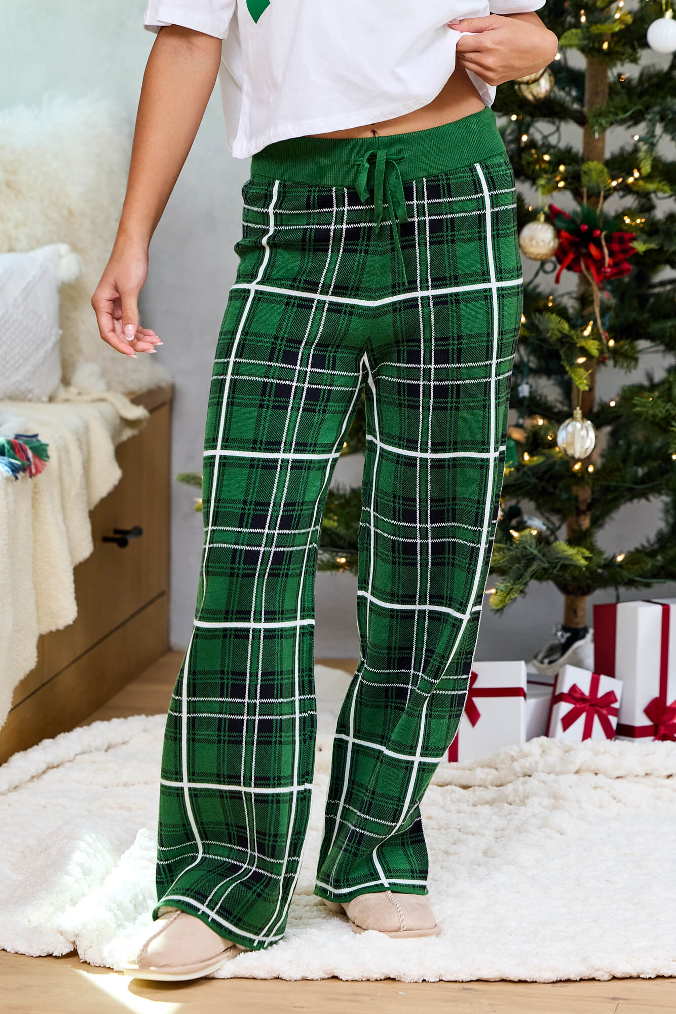 Pine Mist Plaid Sweater Pajama Pants - FINAL SALE