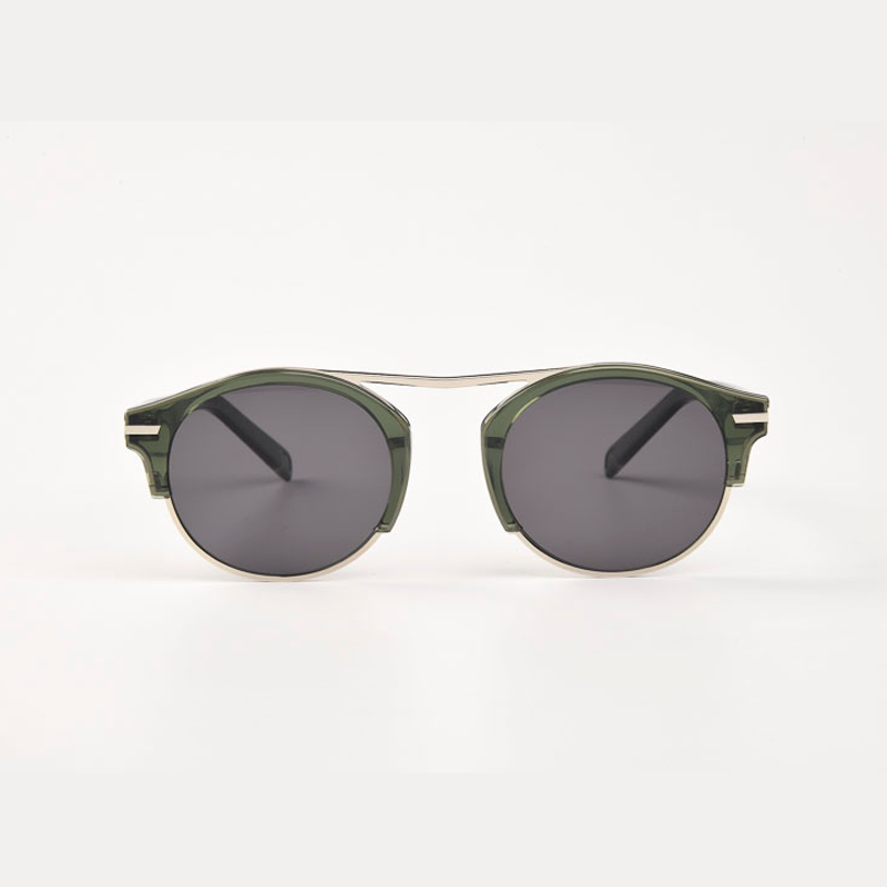 Bisous Sunglasses Polished Msitu Deep Green Silver