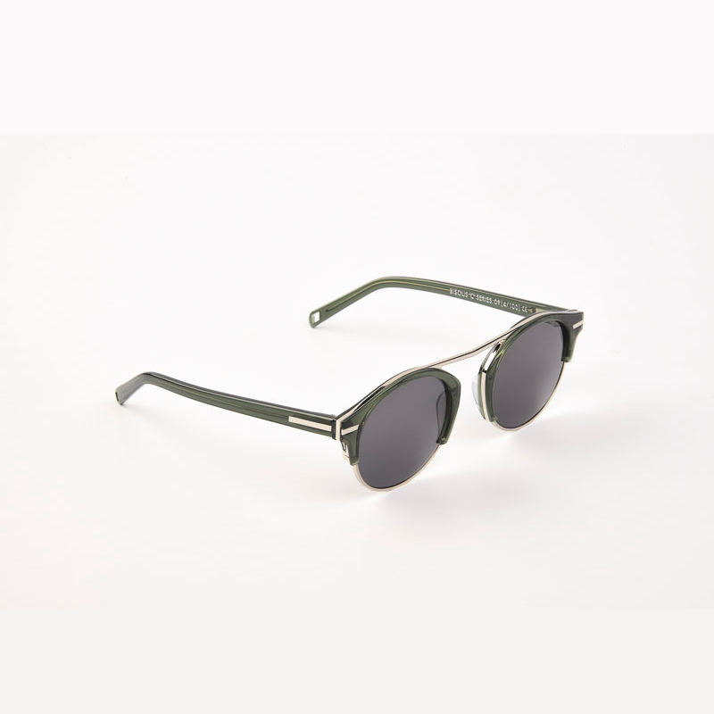 Bisous Sunglasses Polished Msitu Deep Green Silver