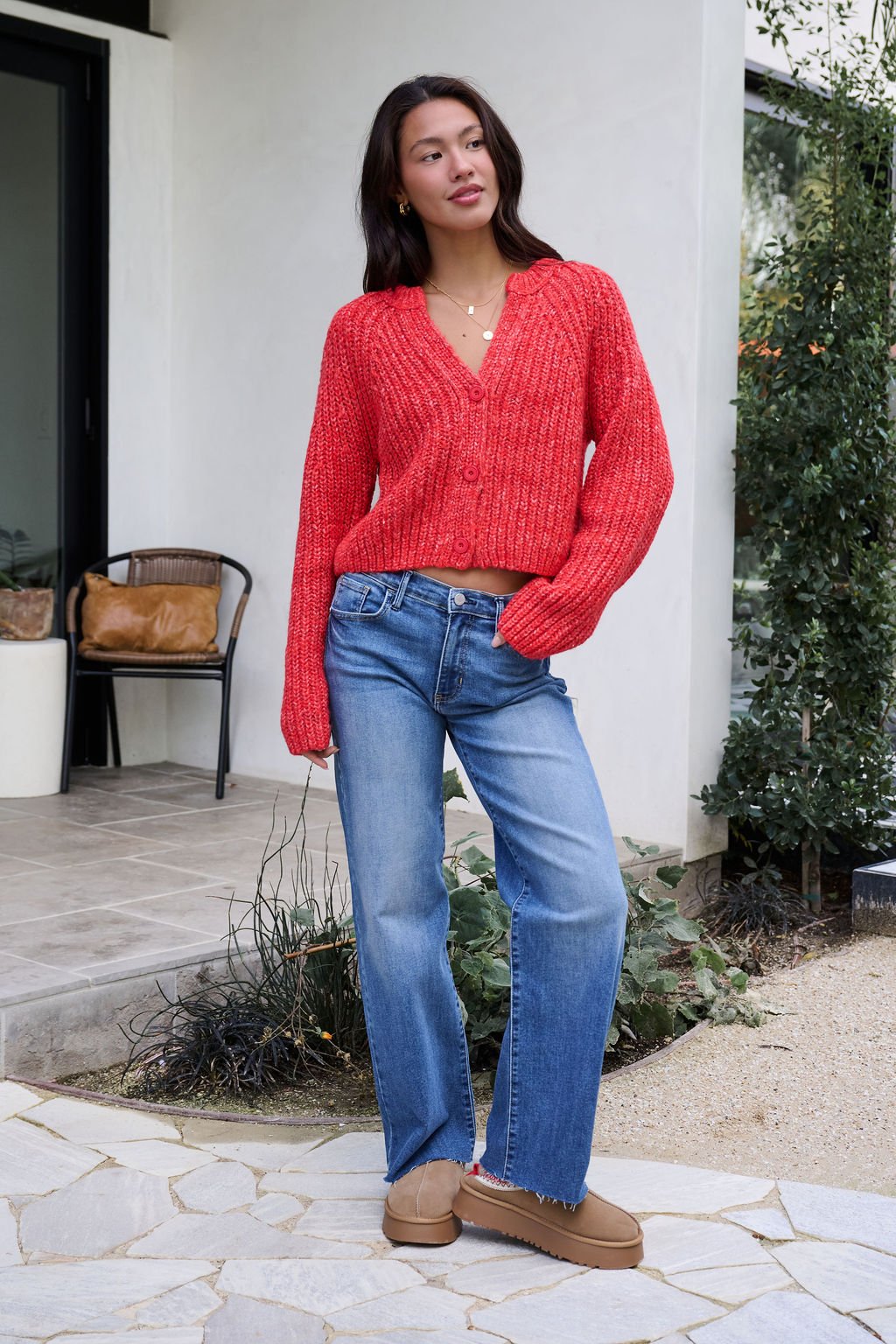 Red Confetti Knit Buttoned Cardigan - FINAL SALE