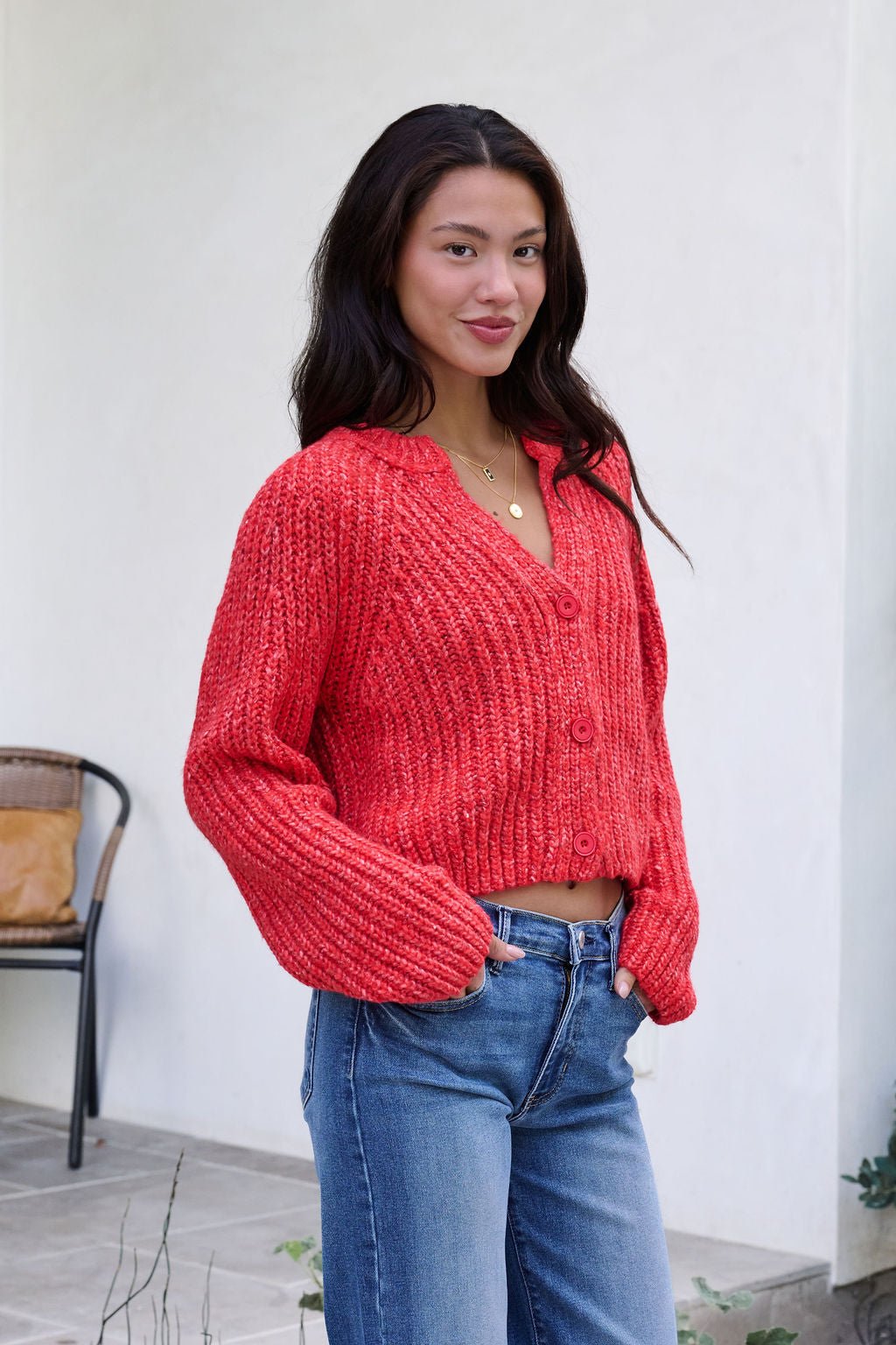 Red Confetti Knit Buttoned Cardigan - FINAL SALE
