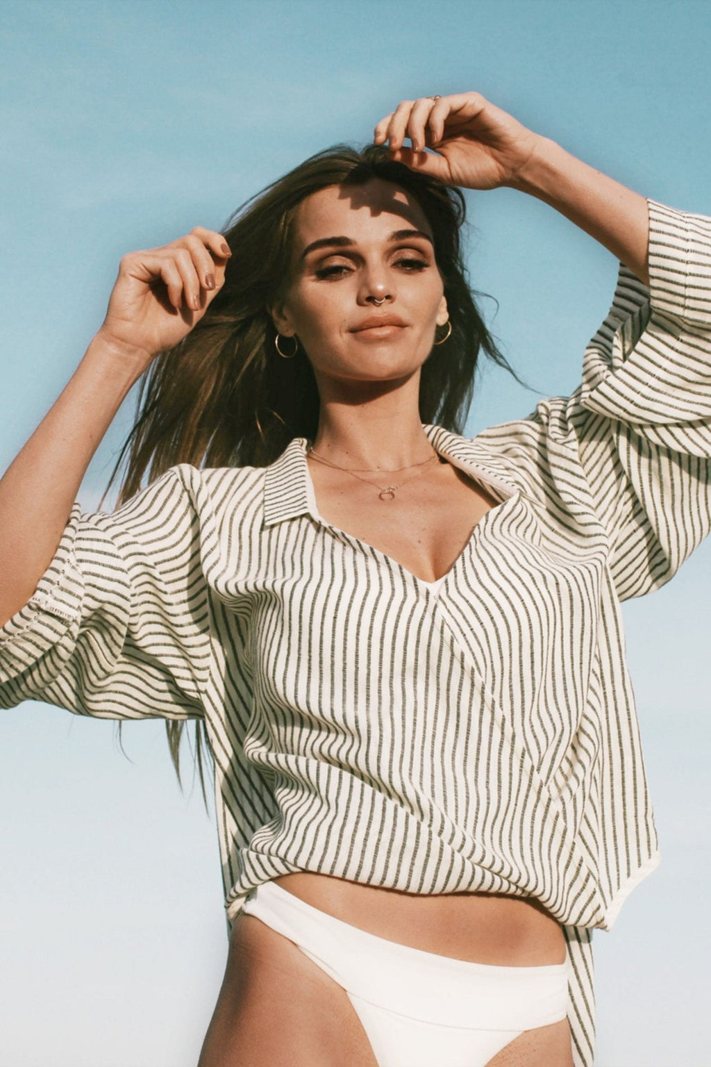 The Handloom Sade Top Black Stripes