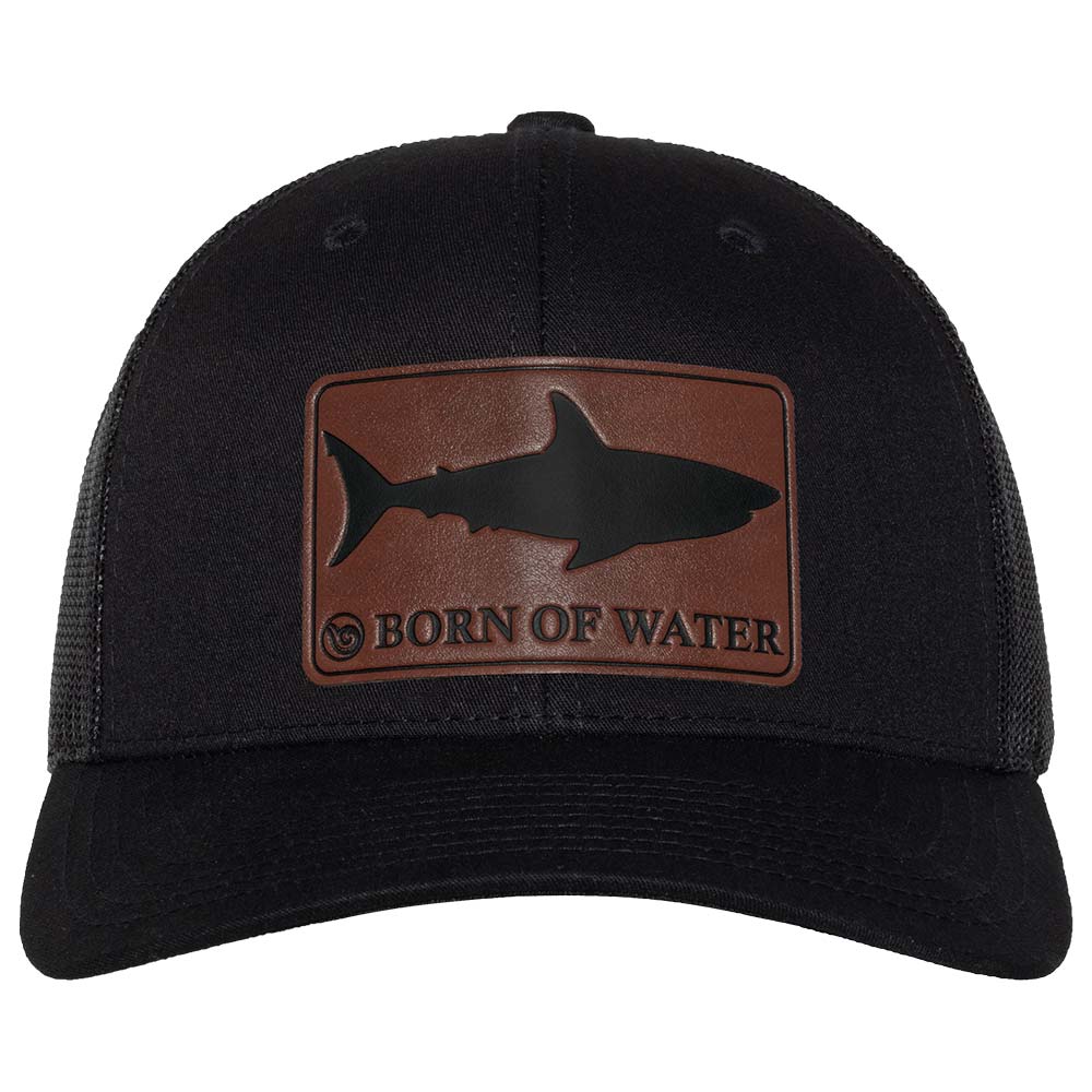 Shark Silhouette Leather Patch Hat