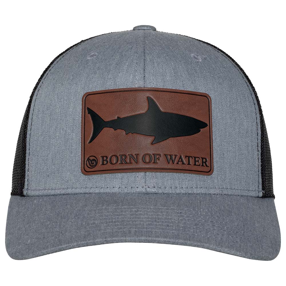 Shark Silhouette Leather Patch Hat