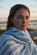 The Ansea Gauze Sarong - White/Blue