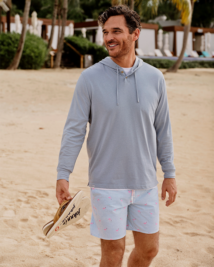 Johnnie-O Jase 2-Button Slub Hoodie, Maliblu