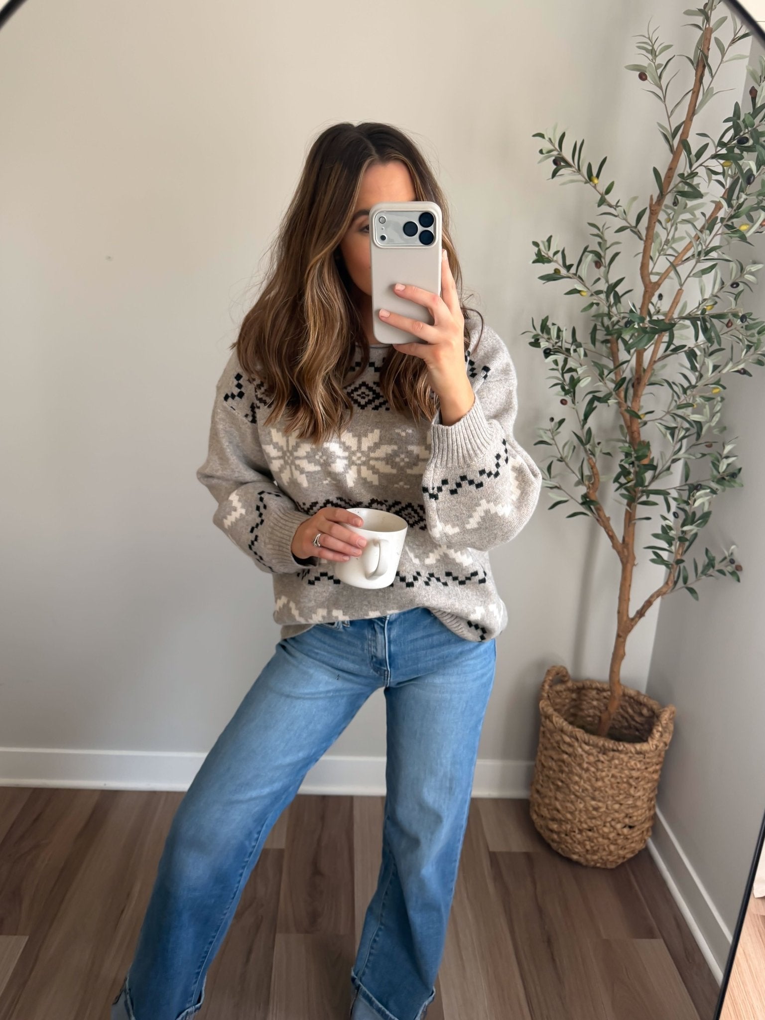 Stone Grey Snowflake Sweater - FINAL SALE