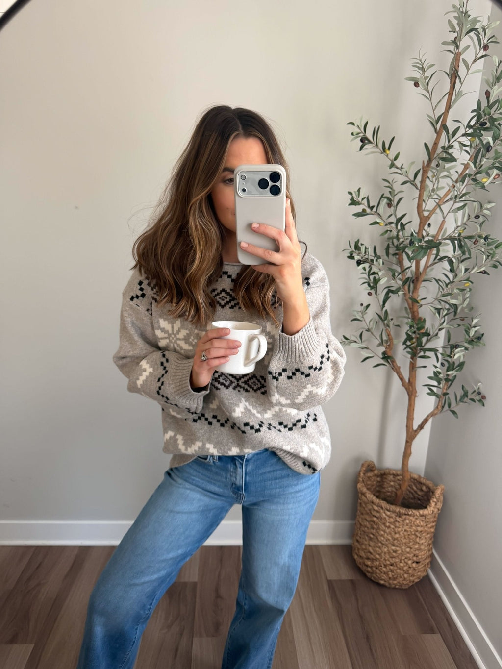 Stone Grey Snowflake Sweater - FINAL SALE