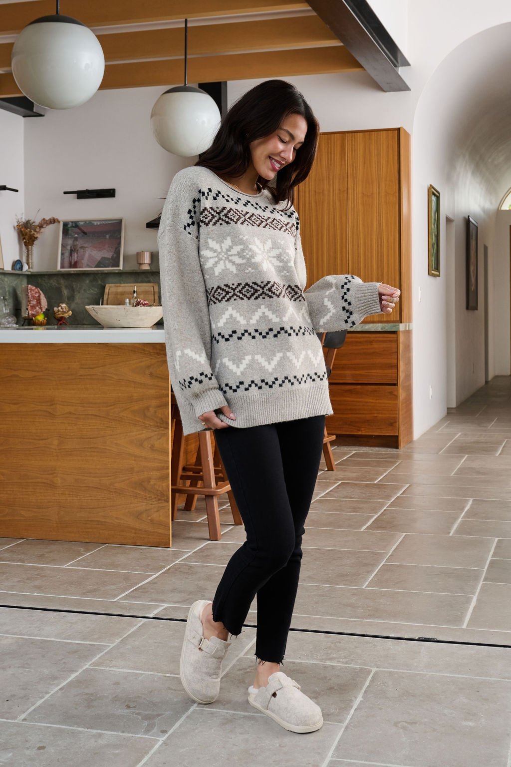 Stone Grey Snowflake Sweater - FINAL SALE