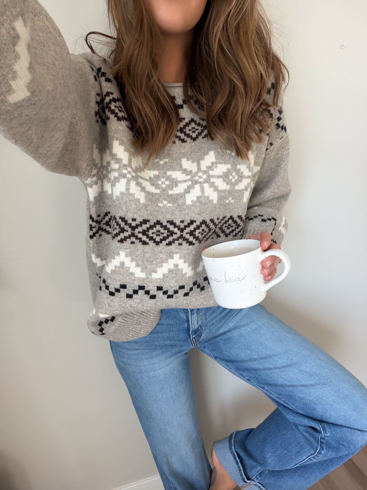 Stone Grey Snowflake Sweater - FINAL SALE