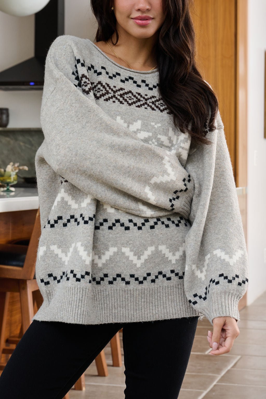 Stone Grey Snowflake Sweater - FINAL SALE