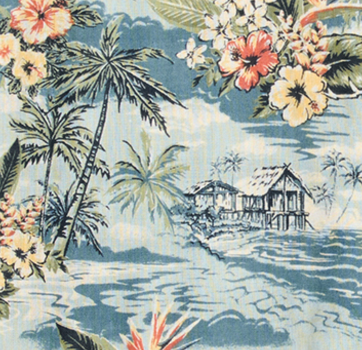 Johnnie-O "Surf Flannel" Short Sleeve Button Down Shirt - Almanzo Printed Double Face, Laguna Blue