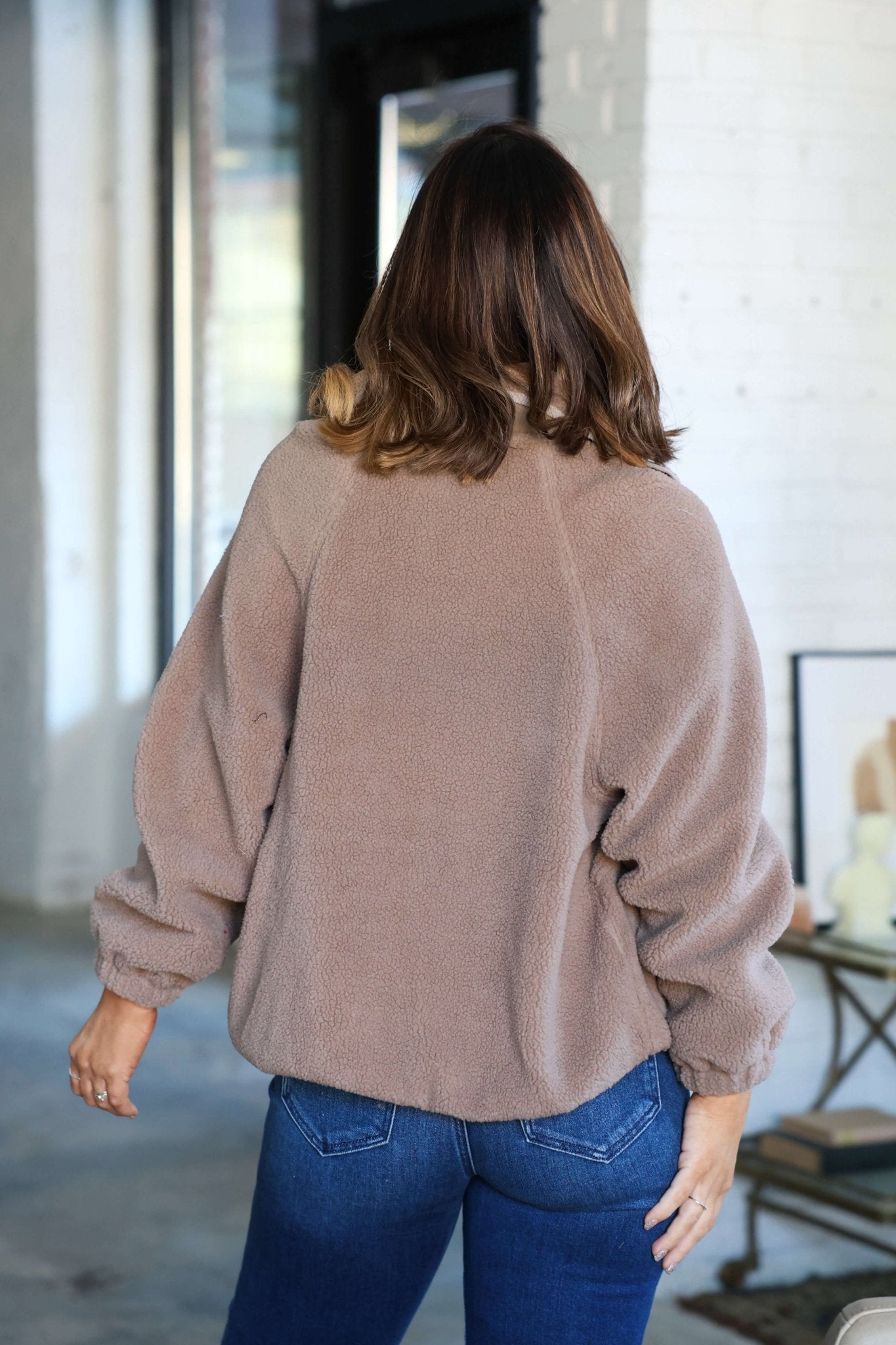 Taupe Button Down Sherpa Jacket - FINAL SALE