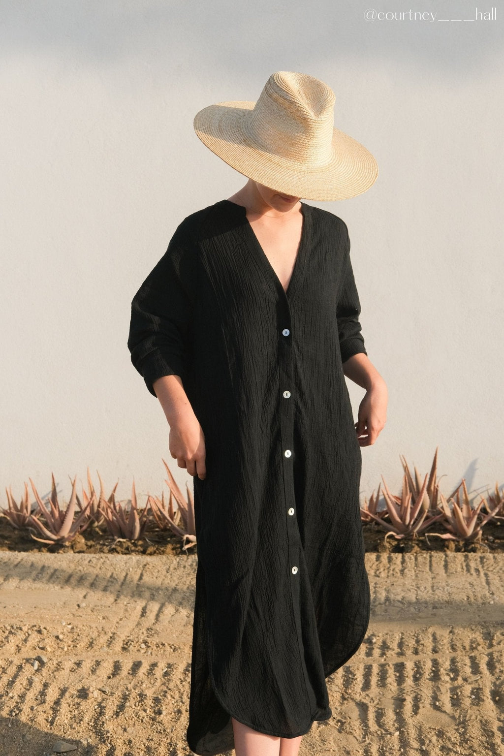 The Handloom Terra Shirt Dress Black