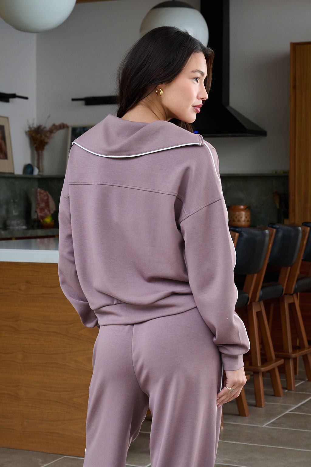 Thread and Supply Mocha Hooded Quarter Zip Pullover - FINAL SALE