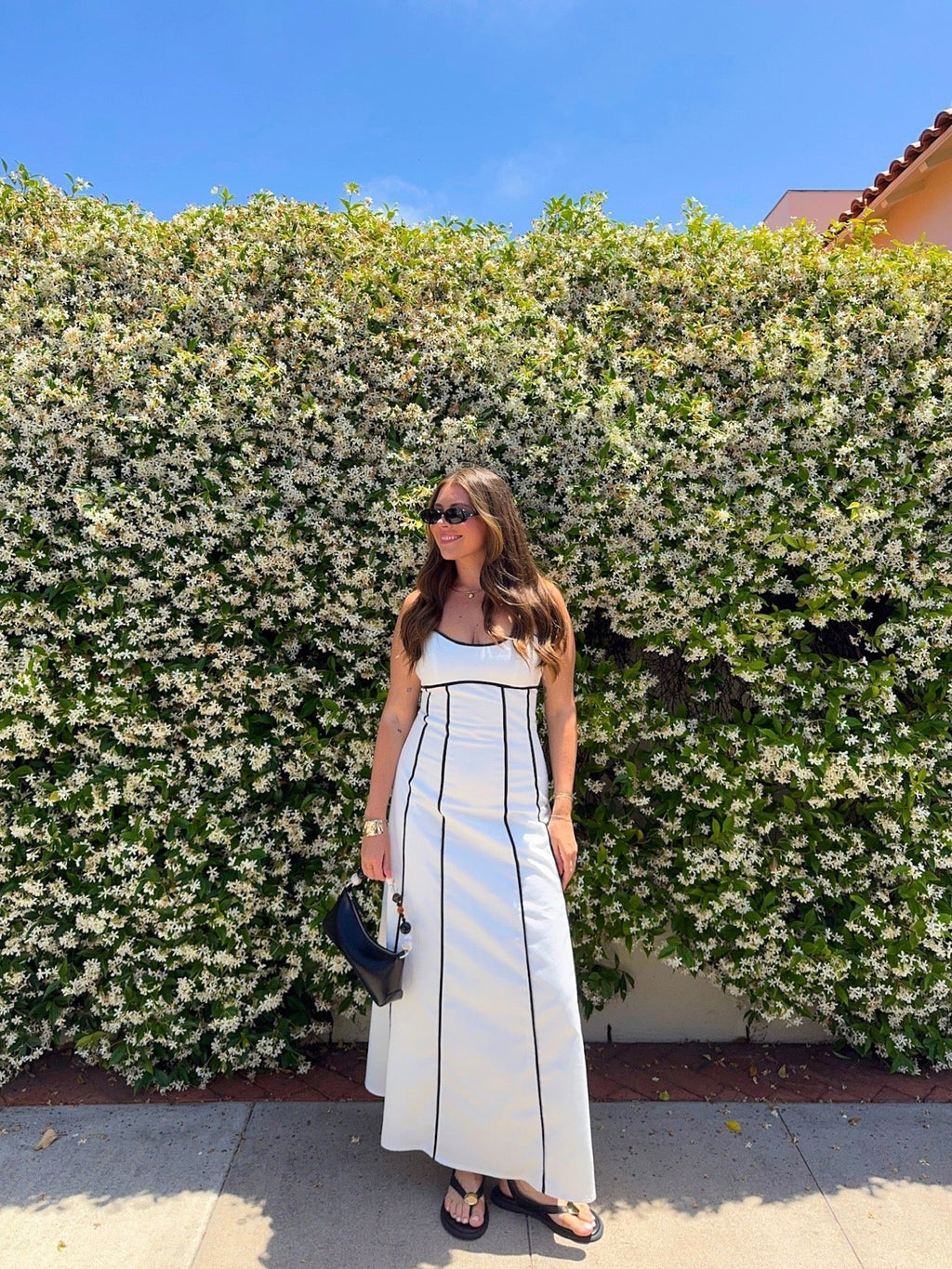 White and Black Trim Detail Maxi Dress - FINAL SALE