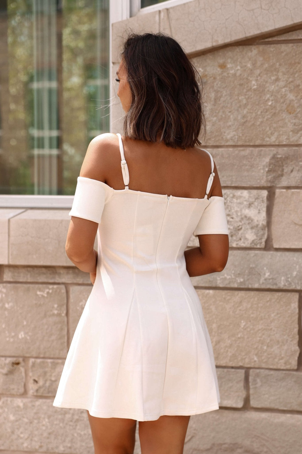 White Cold Shoulder Flare Mini Dress - FINAL SALE