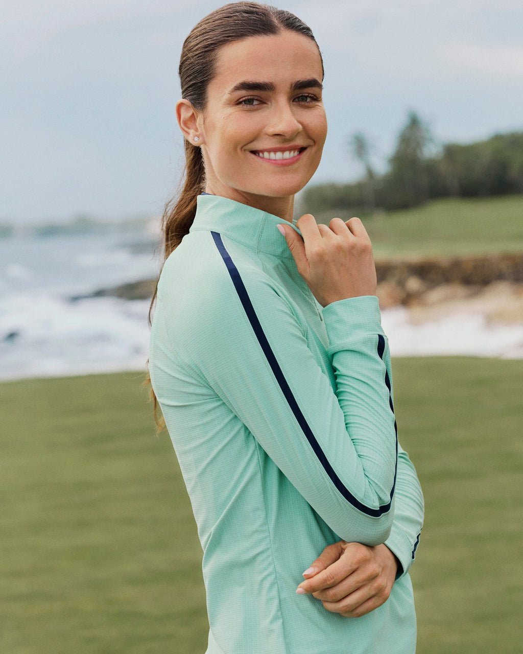 Johnnie-O Sloane Performance 1/4 Zip Pullover, Grayed Jade