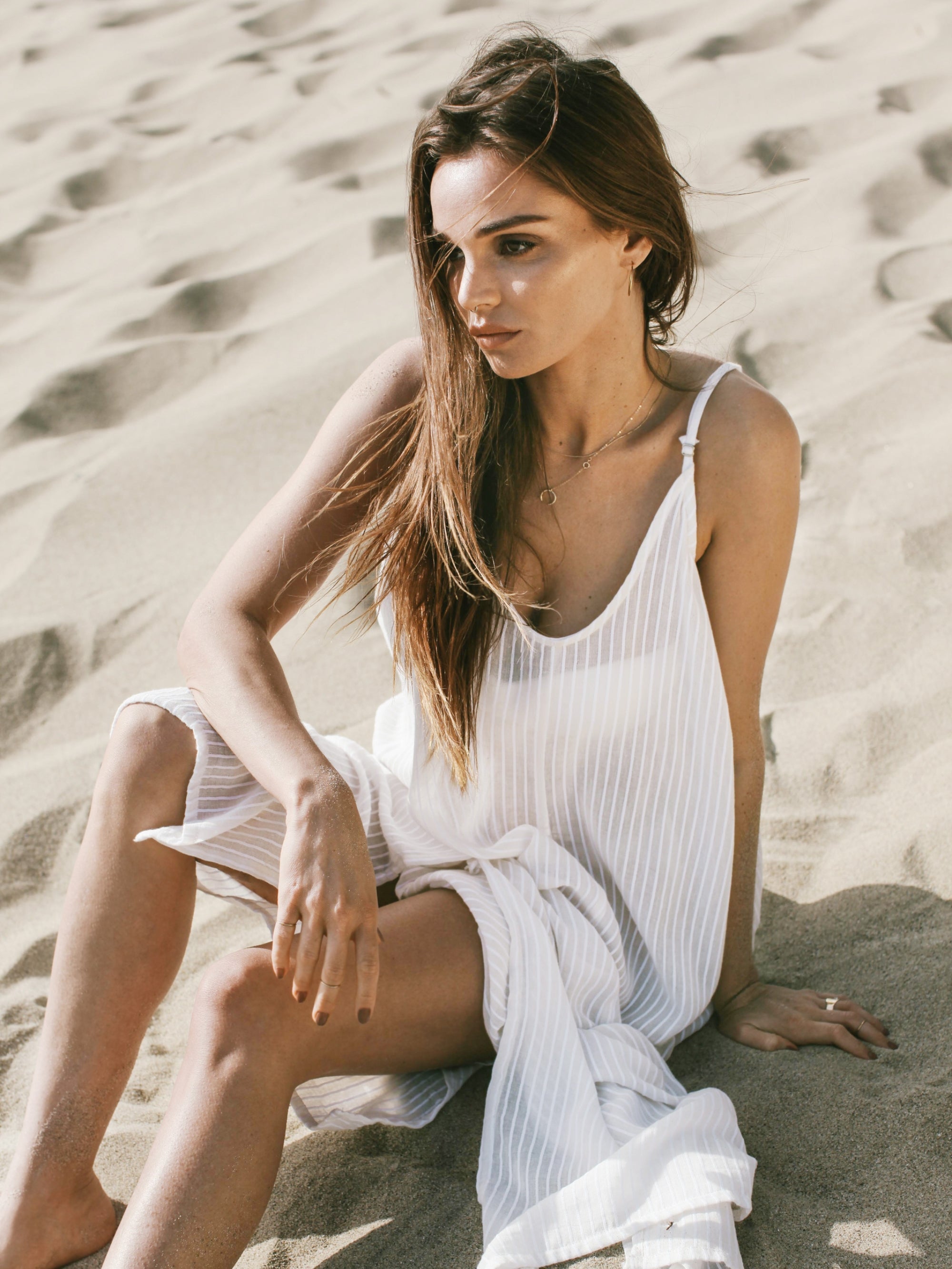 The Handloom Yaz Dress White Stripes