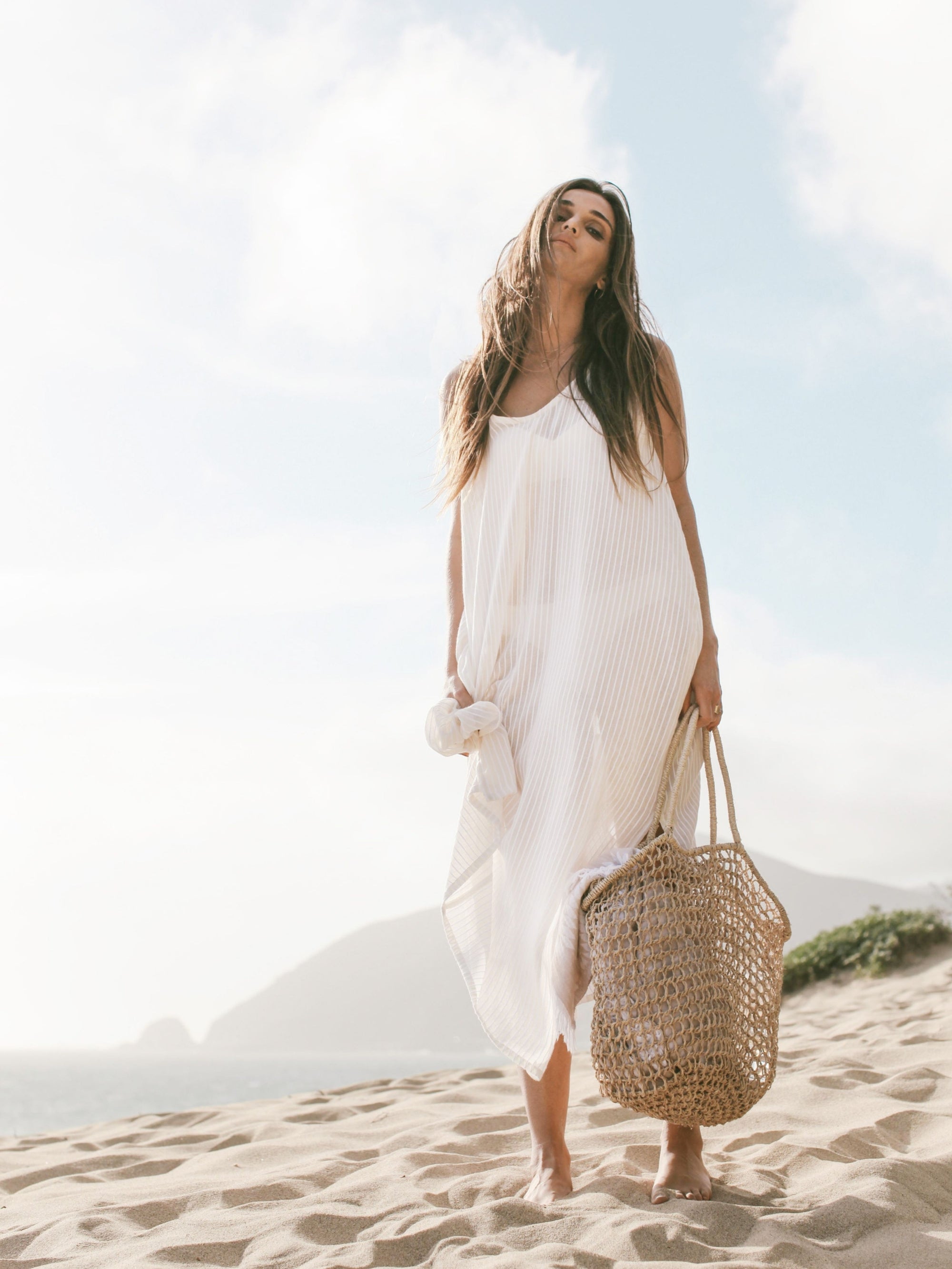 The Handloom Yaz Dress White Stripes